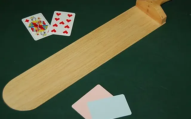 Baccarat table with cards